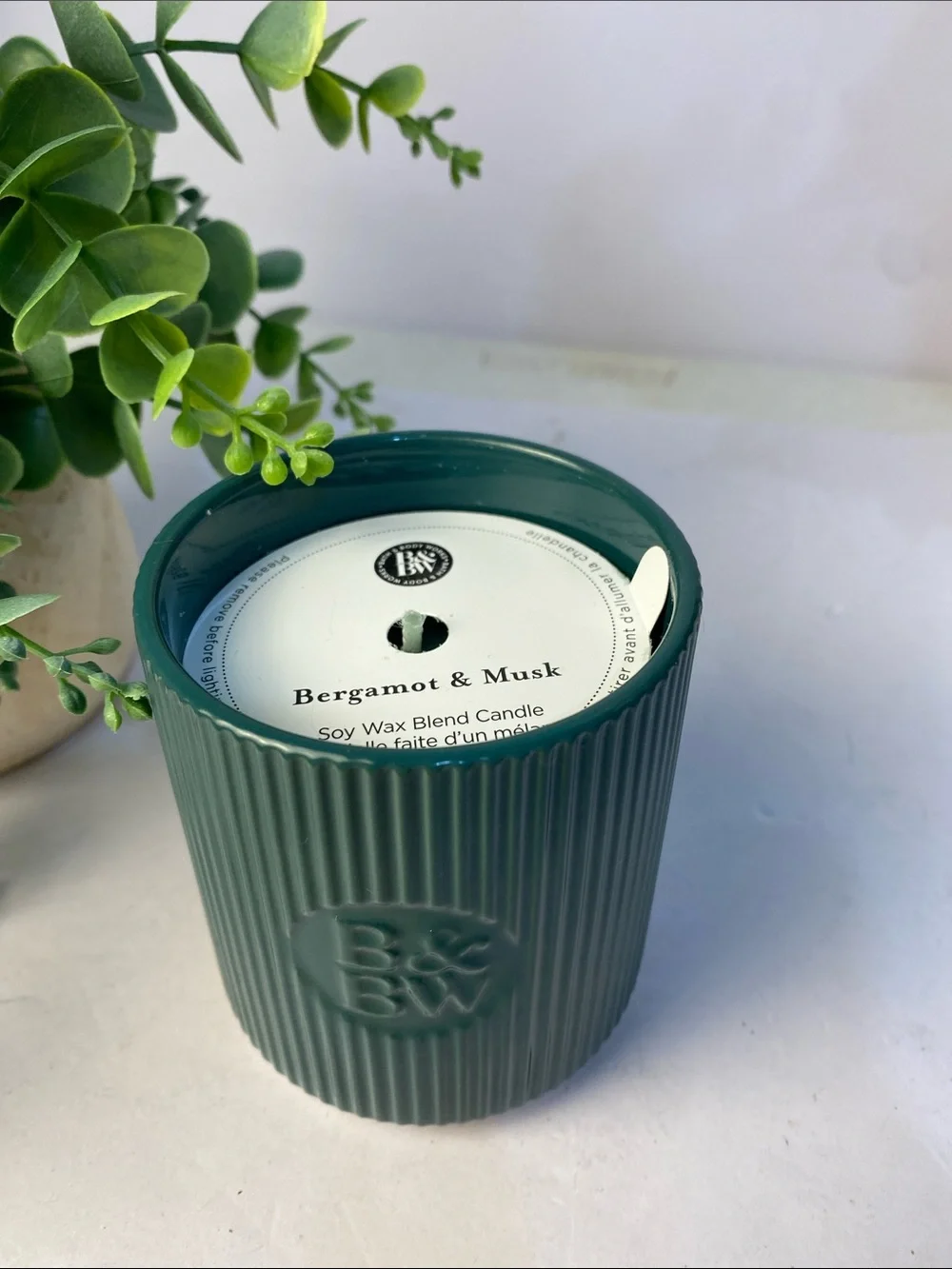“Bergamot & Musk” Bath & Body Works New Ceramic Jar Single Wick Candle